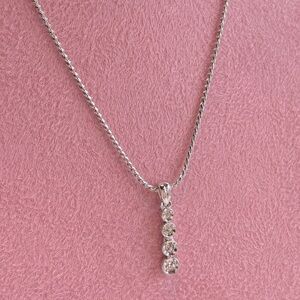 Oliver Weber Four Circles with Crystals Drop Silver Plated Pendant‎ Necklace